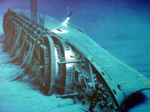 Photo:  Andrea Doria was an Italian ship that sank after colliding against a Swedish ship MS Stockholm while trying to reach NYC